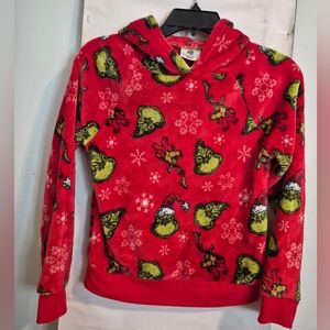 Red Grinch Patterned Hoodie Worn Once